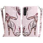 For Samsung Galaxy A34 5G 3D Colored Pattern Flip Leather Phone Case(Butterfly High-heeled)