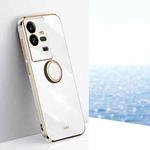 For vivo iQOO 11 Pro 5G XINLI Straight Edge 6D Electroplate TPU Phone Case with Ring Holder(White)
