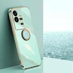 For vivo iQOO 11 Pro 5G XINLI Straight Edge 6D Electroplate TPU Phone Case with Ring Holder(Mint Green)
