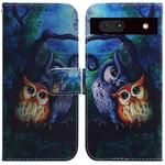 For Google Pixel 7a Coloured Drawing Flip Leather Phone Case(Oil Painting Owl)