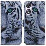 For OPPO A58 Coloured Drawing Flip Leather Phone Case(Tiger)