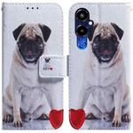 For Tecno Pova 4 Pro Coloured Drawing Flip Leather Phone Case(Pug)