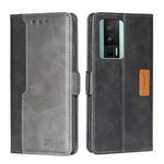 For Xiaomi Redmi K60 / K60 Pro Contrast Color Side Buckle Leather Phone Case(Black + Grey)