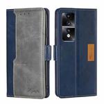 For Honor 80 GT Contrast Color Side Buckle Leather Phone Case(Blue + Grey)