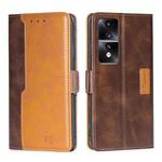 For Honor 80 GT Contrast Color Side Buckle Leather Phone Case(Dark Brown + Gold)