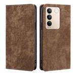 For vivo S16 / S16 Pro RFID Anti-theft Brush Magnetic Leather Phone Case(Brown)