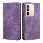 For vivo S16 / S16 Pro RFID Anti-theft Brush Magnetic Leather Phone Case(Purple)