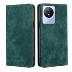 For vivo Y02 4G RFID Anti-theft Brush Magnetic Leather Phone Case(Green)