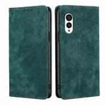 For Fujitsu Arrows N F-51C RFID Anti-theft Brush Magnetic Leather Phone Case(Green)