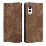 For Fujitsu Arrows N F-51C RFID Anti-theft Brush Magnetic Leather Phone Case(Brown)