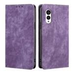 For Fujitsu Arrows N F-51C RFID Anti-theft Brush Magnetic Leather Phone Case(Purple)