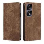 For Honor 80 GT RFID Anti-theft Brush Magnetic Leather Phone Case(Brown)