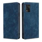 For ZTE Libero 5G III RFID Anti-theft Brush Magnetic Leather Phone Case(Blue)