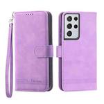 For Samsung Galaxy S21 Ultra 5G Dierfeng Dream Line TPU + PU Leather Phone Case(Purple)
