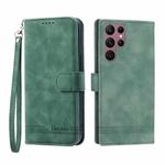 For Samsung Galaxy S22 Ultra 5G Dierfeng Dream Line TPU + PU Leather Phone Case(Green)
