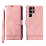 For Samsung Galaxy S22 Ultra 5G Dierfeng Dream Line TPU + PU Leather Phone Case(Pink)