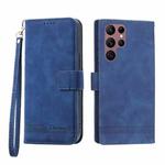 For Samsung Galaxy S22 Ultra 5G Dierfeng Dream Line TPU + PU Leather Phone Case(Blue)