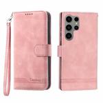 For Samsung Galaxy S23 Ultra 5G Dierfeng Dream Line TPU + PU Leather Phone Case(Pink)