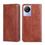 For vivo Y02 4G Gloss Oil Solid Color Magnetic Leather Phone Case(Brown)