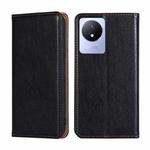 For vivo Y02 4G Gloss Oil Solid Color Magnetic Leather Phone Case(Black)