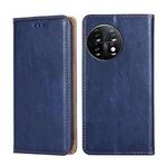 For OnePlus 11 Gloss Oil Solid Color Magnetic Leather Phone Case(Blue)
