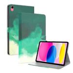 For iPad 10th Gen 10.9 2022 Watercolor Pattern Flip Leather Tablet Case(Cyan Green)