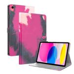 For iPad 10th Gen 10.9 2022 Watercolor Pattern Flip Leather Tablet Case(Berry Color)