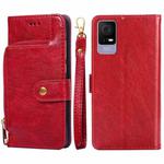 For TCL 405 / 406 / 408 Zipper Bag Leather Phone Case(Red)