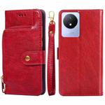 For vivo Y02 4G Zipper Bag Leather Phone Case(Red)