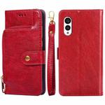 For Fujitsu Arrows N F-51C Zipper Bag Leather Phone Case(Red)