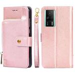 For Xiaomi Redmi K60E Zipper Bag Leather Phone Case(Rose Gold)
