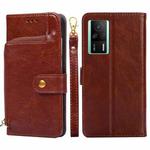 For Xiaomi Redmi K60E Zipper Bag Leather Phone Case(Brown)