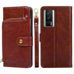 For Xiaomi Redmi K60 / K60 Pro Zipper Bag Leather Phone Case(Brown)