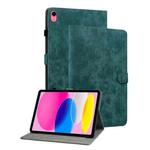 For iPad 10th Gen 10.9 2022 Tiger Pattern Flip Leather Tablet Case(Dark Green)