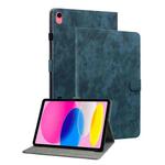 For iPad 10th Gen 10.9 2022 Tiger Pattern Flip Leather Tablet Case(Dark Blue)