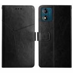 For Motorola Moto E13 4G HT01 Y-shaped Pattern Flip Leather Phone Case(Black)