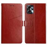 For Motorola Moto G23 4G/G13 4G HT01 Y-shaped Pattern Flip Leather Phone Case(Brown)