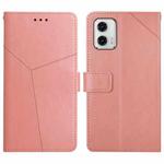 For Motorola Moto G73 5G HT01 Y-shaped Pattern Flip Leather Phone Case(Pink)