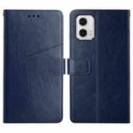 For Motorola Moto G73 5G HT01 Y-shaped Pattern Flip Leather Phone Case(Blue)