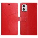 For Motorola Moto G73 5G HT01 Y-shaped Pattern Flip Leather Phone Case(Red)