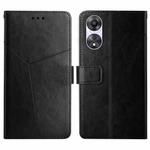 For OPPO A58 5G/A78 5G HT01 Y-shaped Pattern Flip Leather Phone Case(Black)