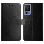 For TCL 40 SE HT01 Y-shaped Pattern Flip Leather Phone Case(Black)