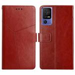 For TCL 40 SE HT01 Y-shaped Pattern Flip Leather Phone Case(Brown)