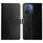 For Xiaomi Redmi 11A 4G HT01 Y-shaped Pattern Flip Leather Phone Case(Black)