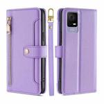 For TCL 405 / 406 / 408 Sheep Texture Cross-body Zipper Wallet Leather Phone Case(Purple)