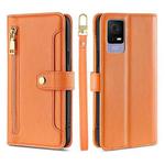 For TCL 405 / 406 / 408 Sheep Texture Cross-body Zipper Wallet Leather Phone Case(Orange)