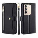For vivo S16 / S16 Pro Sheep Texture Cross-body Zipper Wallet Leather Phone Case(Black)