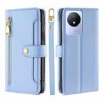 For vivo Y02 4G Sheep Texture Cross-body Zipper Wallet Leather Phone Case(Blue)