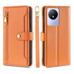 For vivo Y02 4G Sheep Texture Cross-body Zipper Wallet Leather Phone Case(Orange)