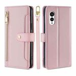 For Fujitsu Arrows N F-51C Sheep Texture Cross-body Zipper Wallet Leather Phone Case(Pink)